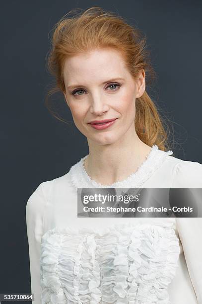 Jessica Chastain attends the Chanel Fall/Winter 2013/14 Ready-to-Wear show as part of Paris Fashion Week at Grand Palais, in Paris.