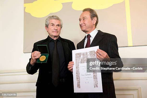 Claude Lelouch received by Bertrand Delanoe the Vermail Medal of Paris.