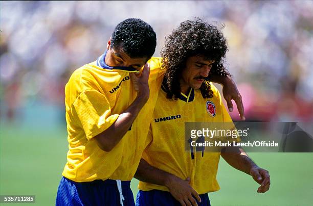 June 1994, Fifa World Cup, Switzerland v Colombia, Tears for Alexis Mendoza and Leonel Alvarez after Colombia exit the World Cup at the group stage.