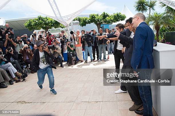 Jamel Debbouze, Malik Bentalha, Tewfik Jallab and Fatsah Bouyahmed attend the 'Ne Quelque Part' photo call during the 66th Cannes International Film...