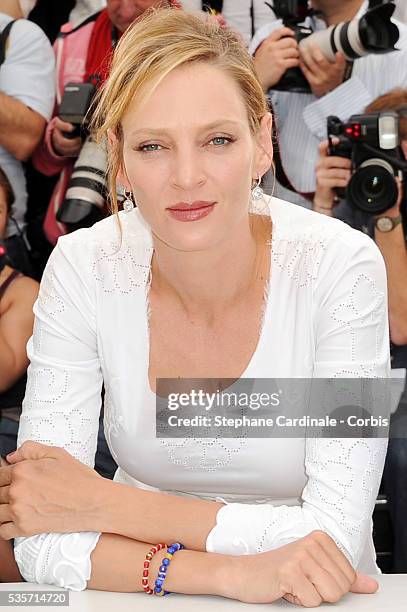 Uma Thurman at the Jury photo call during the 64rd Cannes International Film Festival.