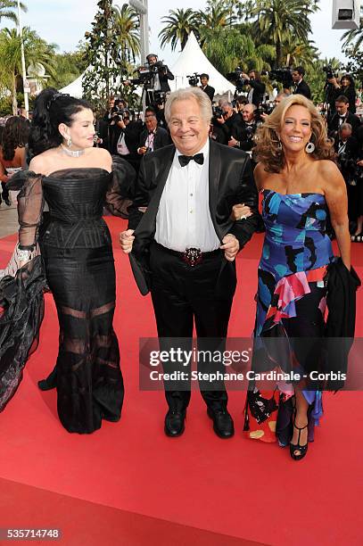 Lamia Khashoggi, Massimo Garcia, Denise Rich at the premiere of "Midnight in Paris" during the 64rd Cannes International Film Festival.