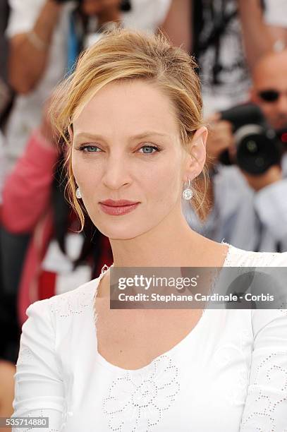 Uma Thurman at the Jury photo call during the 64rd Cannes International Film Festival.