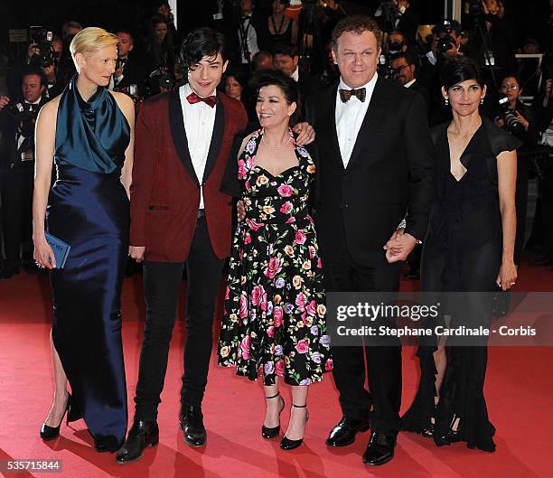 Tilda Swinton, Ezra Miller, Lynne Ramsey, John C. Reilly and wife Alison Dickey at the premiere of "We need to Talk about Kevin" during the 64th...