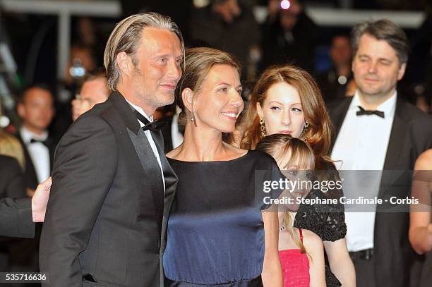 Mads Mikkelsen, Hanne Jacobsen, Melusine Mayance and Roxane Duran attend the 'Michael Kohlhaas' premiere during the 66th Cannes International Film...