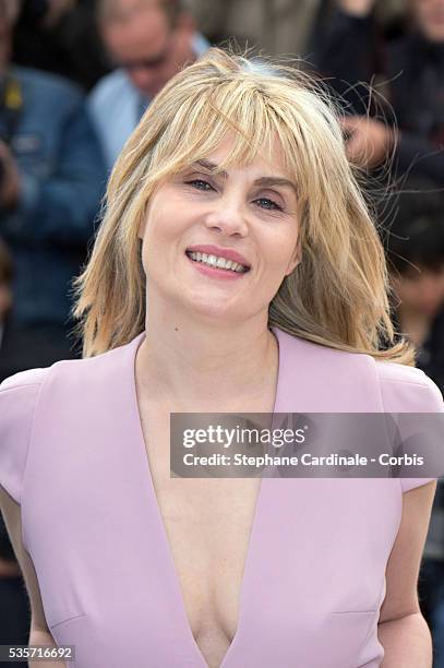 Emmanuelle Seigner attends the 'La Venus A La Fourrure' photo call during the 66th Cannes International Film Festival.
