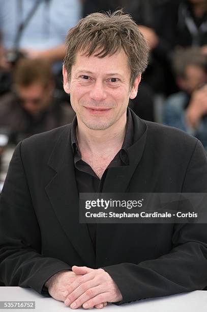 Mathieu Amalric attends the 'La Venus A La Fourrure' photo call during the 66th Cannes International Film Festival.