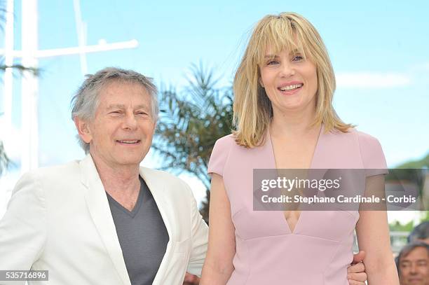 Director Roman Polanski and actress Emmanuelle Seigner attend the 'La Venus A La Fourrure' photo call during the 66th Cannes International Film...