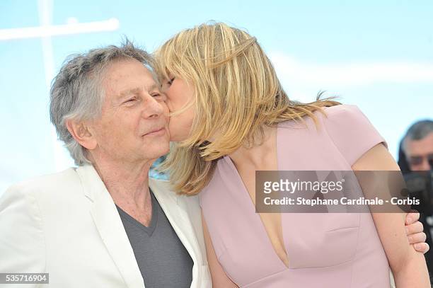 Director Roman Polanski and actress Emmanuelle Seigner attend the 'La Venus A La Fourrure' photo call during the 66th Cannes International Film...