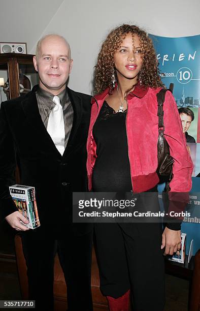 Actors James Michael Tyler and Noémie Lenoir attend the DVD release party of "Friends" TV series' final season.