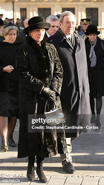 Constantin of Greece and HRH Anne Marie of Greece attend the funeral of Grand Duchess of Luxembourg Josephine-Charlotte, daughter of former Belgian...