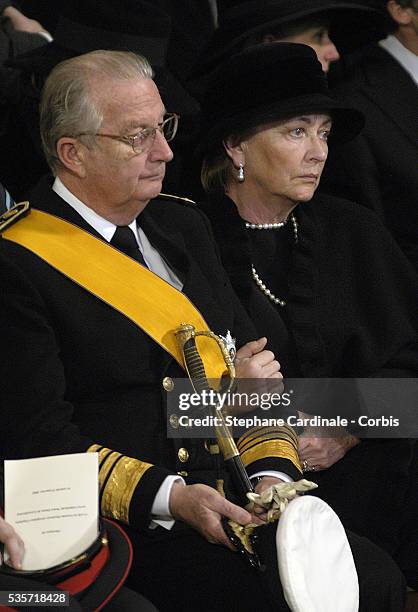 Queen Paola and King Albert of Belgium during the funeral of Grand Duchess of Luxembourg Josephine-Charlotte, daughter of former Belgian King Leopold...