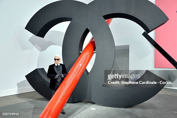 Karl Lagerfeld attends Chanel show, as part of the Paris Fashion Week Womenswear Spring/Summer 2014, in Paris.