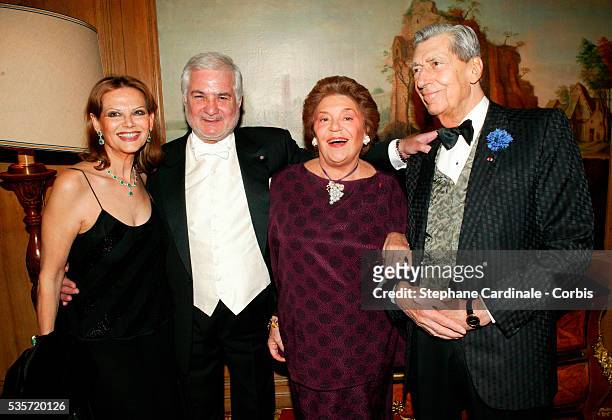 Claudia Cardinale, Jean-Claude Brialy, Phillipine de Rothschild, and Claude Terrail at the "La Tour D'Argent" celebration. The restaurant, owned by...