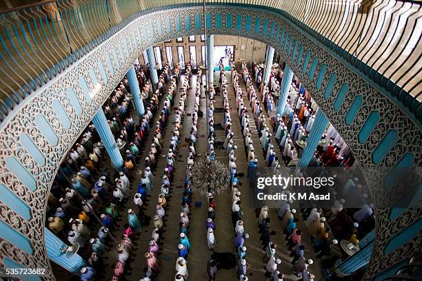 Muslims pray during a special prayer at the National Mosque of Bangladesh to mark Shab-e-Barat or 'night of forgiveness' in Dhaka, Bangladesh, May...