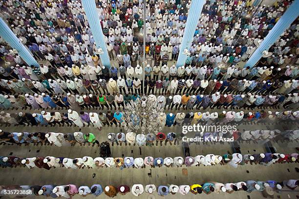 Muslims pray during a special night prayer at the National Mosque of Bangladesh to mark Shab-e-Barat or 'night of forgiveness' in Dhaka, Bangladesh,...