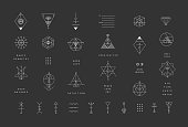 Set of vector trendy geometric icons. Alchemy symbols collection.