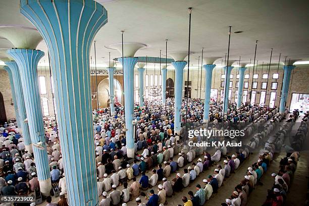 Muslims pray during a special prayer at the National Mosque of Bangladesh to mark Shab-e-Barat or 'night of forgiveness' in Dhaka, Bangladesh, May...