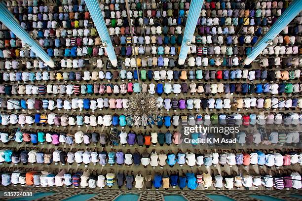 Muslims pray during a special prayer at the National Mosque of Bangladesh to mark Shab-e-Barat or 'night of forgiveness' in Dhaka, Bangladesh, May...