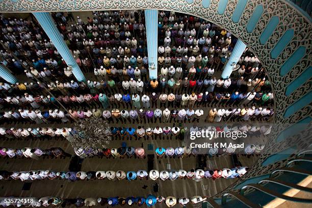Muslims pray during a special prayer at the National Mosque of Bangladesh to mark Shab-e-Barat or 'night of forgiveness' in Dhaka, Bangladesh, May...