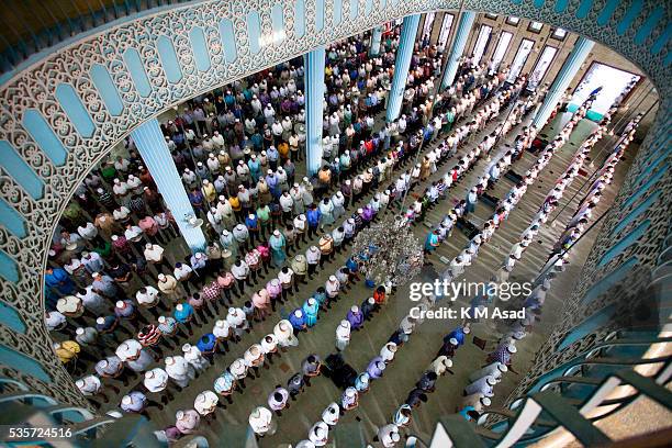 Muslims pray during a special prayer at the National Mosque of Bangladesh to mark Shab-e-Barat or 'night of forgiveness' in Dhaka, Bangladesh, May...