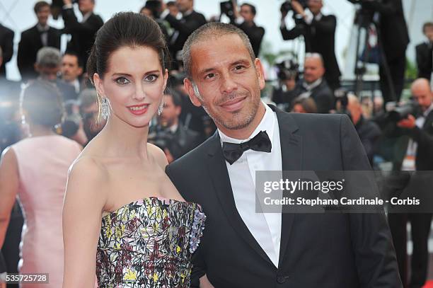 Frederique Bel and Medi Sadoun attend the 'Jimmy's Hall' premiere during the 67th Cannes Film Festival