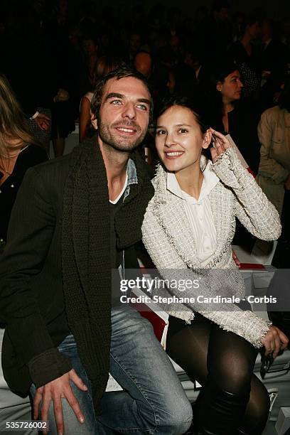 Hairdresser John Nollet and actress Virginie Ledoyen at the Chanel Spring-Summer 2005 ready-to-wear fashion collection, during the Paris Fashion Week.