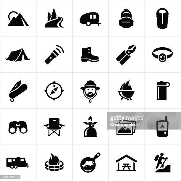 stockillustraties, clipart, cartoons en iconen met camping and outdoor recreation icons - wandelschoen