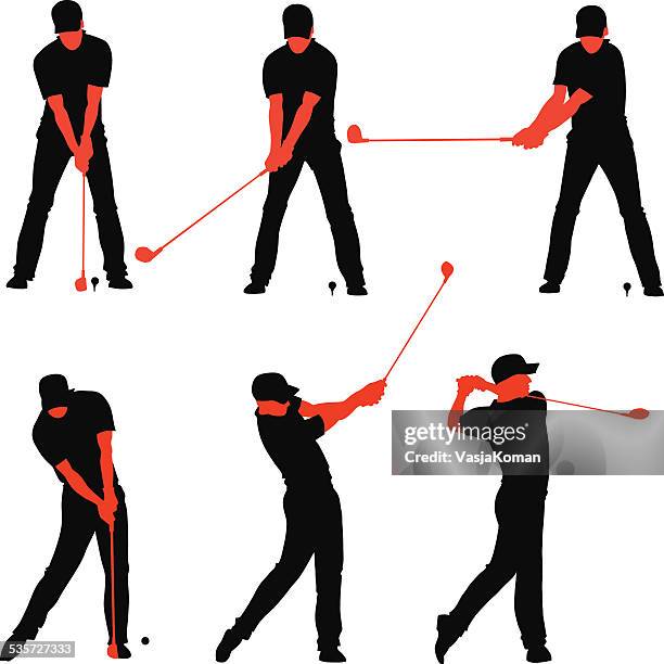 golf teeing off sequences - golfswing stock illustrations