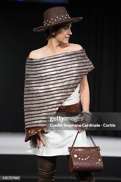 Sophie Jovillard walks the runway during the 'Salon Du Chocolat' Fashion Show, on October 29 2014 in Paris, France.