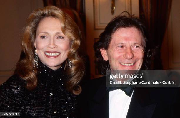 Faye Dunaway and Roman Polanski attend the Best Party at the Grand Hotel in Paris on December 19, 1994 in Paris, France.