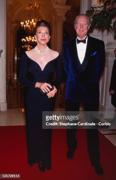 Victor-Emmanuel de Savoie and wife Marina Ricolfi Doria attend the Best Party at the Grand Hotel in Paris on December 19, 1994 in Paris, France.