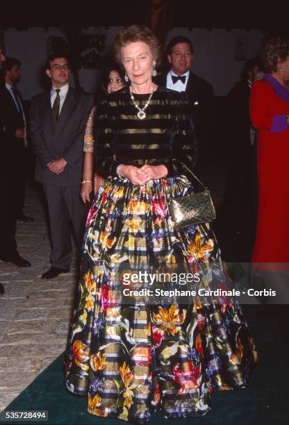 Princess Josephine Charlotte of Belgium, Grand Duchess consort of Luxembourg, attends the reception on the eve of the wedding of Infanta Elena,...