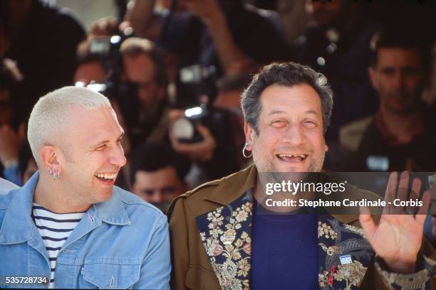 Fashion designer Jean-Paul Gaultier and actor Jean-Claude Dreyfus attend « La Cite des enfants perdus » photocall during the 48th Annual Cannes Film...