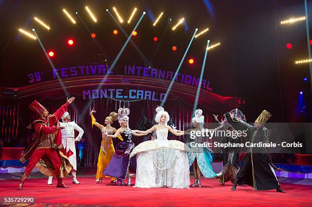 Artists perform during the opening ceremony of the 39th International Circus Festival of Monte-Carlo on January 15, 2015 in Monaco.