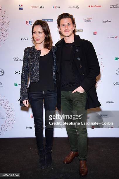 Gaspard Ulliel and Gaelle Pietri attend The Lumiere! Le Cinema Invente exhibition preview, at 'Le Grand Palais' on March 26, 2015 in Paris, France.