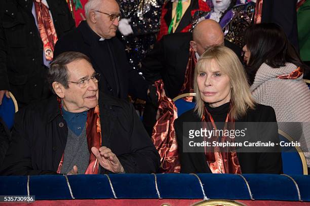 Robert Hossein and Candice Patou attend the 40th International Circus Festival on January 17, 2016 in Monaco.