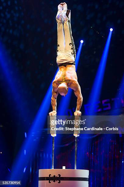 Encho Keryazov performs during the 40th International Circus Festival on January 17, 2016 in Monaco.