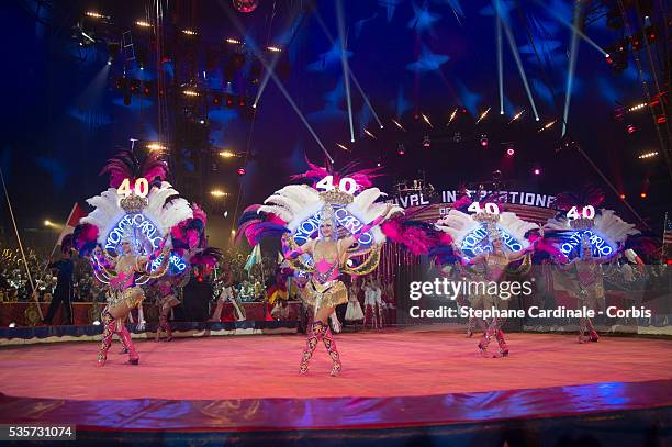 Artists perform during the 40th International Circus Festival on January 17, 2016 in Monaco.