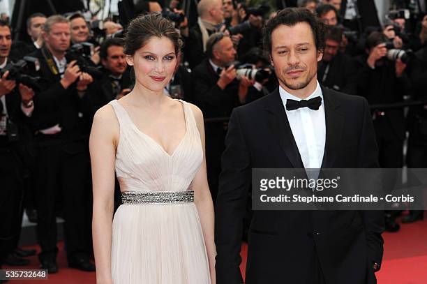 Laetitia Casta and Stefano Accorsi at the premiere of "The Conquest" during the 64th Cannes International Film Festival.