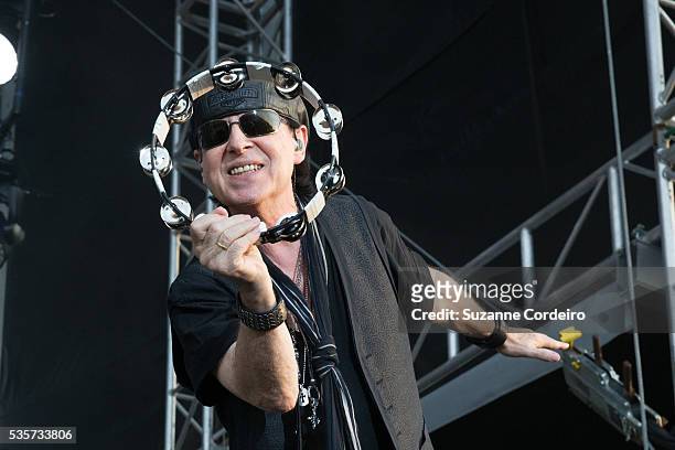 Klaus Meine of the band Scorpions performed onstage during River City Rockfest at AT&T Center on May 29, 2016 in San Antonio, Texas.