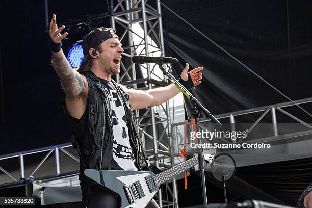 Matthew Tuck of the band Bullet for My Valentine performed onstage during River City Rockfest at AT&T Center on May 29, 2016 in San Antonio, Texas.