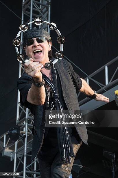 Klaus Meine of the band Scorpions performed onstage during River City Rockfest at AT&T Center on May 29, 2016 in San Antonio, Texas.