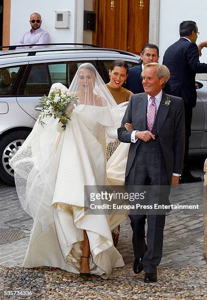 Charlotte Wellesley and her father Duke of Wellington Arthur Charles Valerian Wellesley attend her wedding with Alejandro Santo Domingo's wedding on...