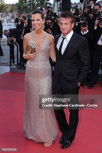 Roberta Armani and Sean Penn at the premiere of "This must be the place" during the 64th Cannes International Film Festival.