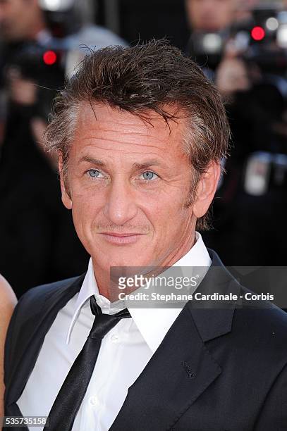 Sean Penn at the premiere of "This must be the place" during the 64th Cannes International Film Festival.