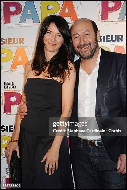 Kad Merad with his Wife Emmanuelle Cosso attend the premiere of "Monsieur Papa", in Paris.