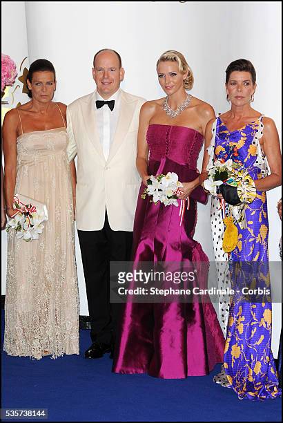 Princess Stephanie of Monaco, Prince Albert II of Monaco, Princess Charlene of Monaco and Princess Caroline of Hanover attend the 63rd Red Cross Ball...