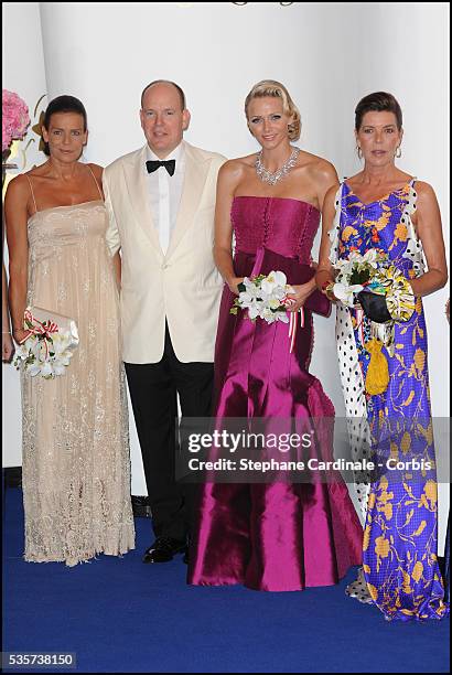 Princess Stephanie of Monaco, Prince Albert II of Monaco, Princess Charlene of Monaco and Princess Caroline of Hanover attend the 63rd Red Cross Ball...