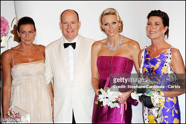 Princess Stephanie of Monaco, Prince Albert II of Monaco, Princess Charlene of Monaco and Princess Caroline of Hanover attend the 63rd Red Cross Ball...